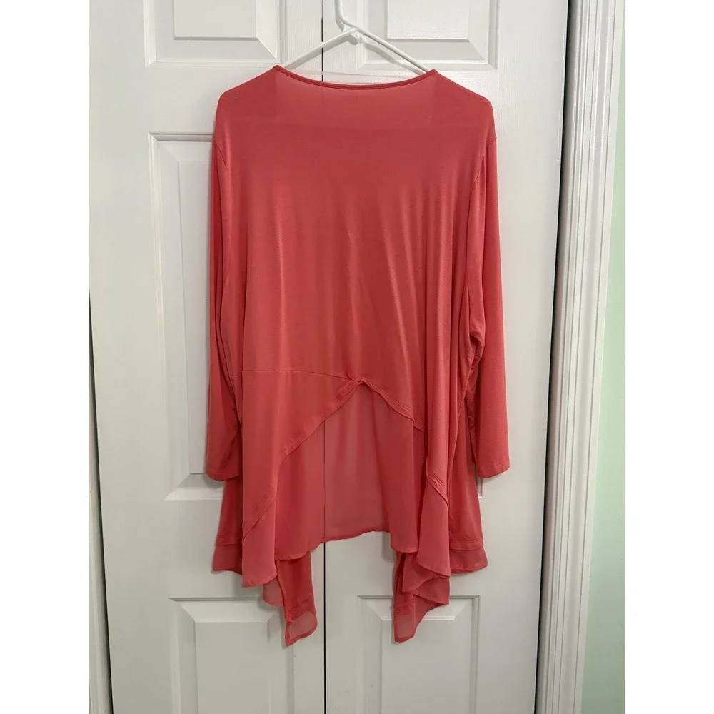 Lane Bryant Women's Open Front Cardigan Blouse Size 18 / 20 Coral Pink Top